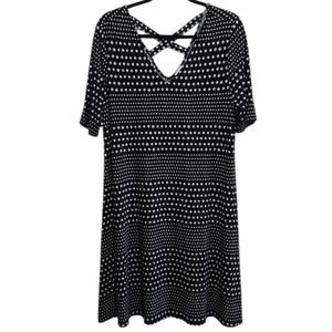 Chico's Size 2 | Large Dress Black White Polka Dots Womens Criss Cross Back